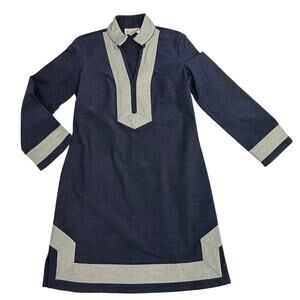 Sail to Sable Mini Dress Long Sleeve Navy Cotton Blend Tunic Dress size Small